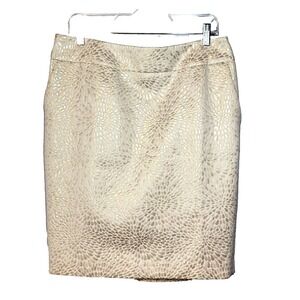 Loft Pencil Skirt Teardrop Circle Pattern Textured Metallic Thread Lined Size 10